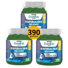 GENERICO - PACK 3 ESPIRULINA SELENIO ZINC VITAMINA A, E - SOTTCOR 390 GOMITAS