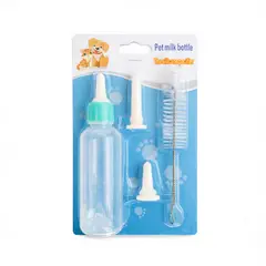 GENERICO - Kit de biberón azul de 60ml para mascotas perros o gatos