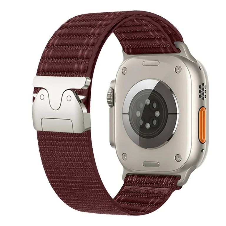 CORREA NYLON LOOP HEBILLA PARA APPLE WATCH 7-8-9-10-11 SE ULTRA 38-40-41-42 MM VINO