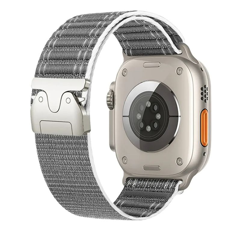 CORREA NYLON LOOP HEBILLA PARA APPLE WATCH 7-8-9-10-11 SE ULTRA 44-45-46-49 MM GRIS