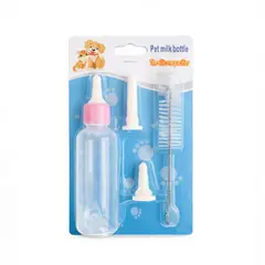 GENERICO - Kit de biberón rosado de 60ml para mascotas perros o gatos