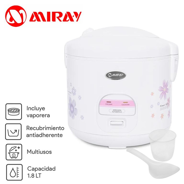 Arrocera Hermetica OM-T339 1.8L Blanco con Vaporizador