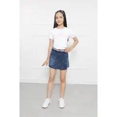 MINETTI KIDS - FALDA SHORT LAZO PINK JEAN DE NIÑA