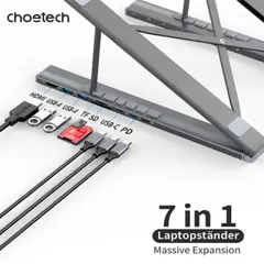 GENERICO - Soporte para Laptop HUB-M48 7 en 1 HDMI, USB-A, USB-C, microSD
