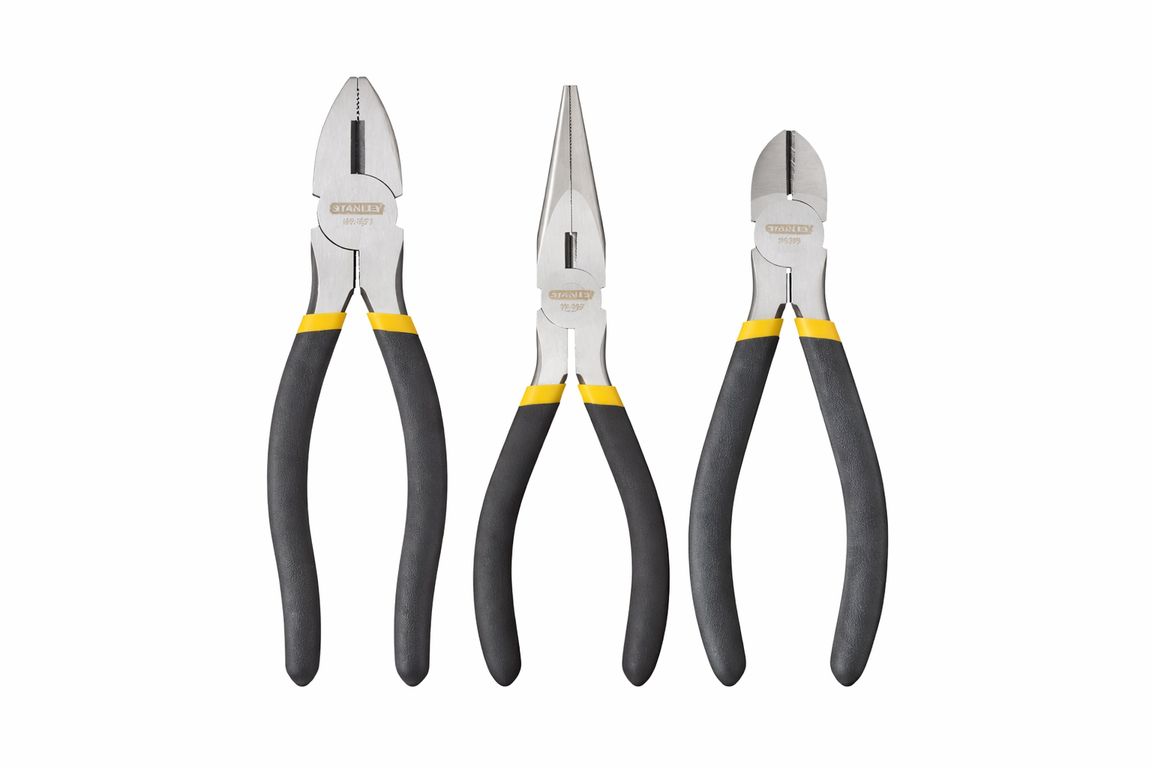 JUEGO DE 3 ALICATES:ELECTRICISTA 8" + CORTE DIAGONAL 6" + PUNTA LARGA 6" (90-162LA) HT
