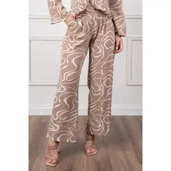 NANCY'S COLLECTION - Pantalón Mujer Estampado Tiro Alto Elegante