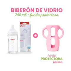 GENERICO - Biberón Soft Touch de Vidrio 240ml 8oz + Funda Protectora Rosado
