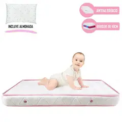 LIFESTYLES - Colchón de Bebe para Cunas pack and play de 4 Rosado