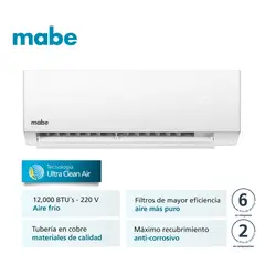 Mabe - Aire Acondicionado 220v 12000BTU Blanco MMT12CDBWCCBC1