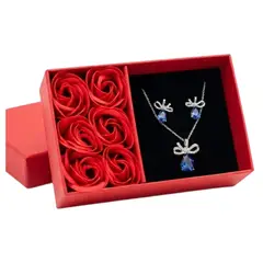 GENERICO - Cofre de Rosa Eterna con Joyería Sorpresa Colla Aretes y Anillo Regalo Perfecto