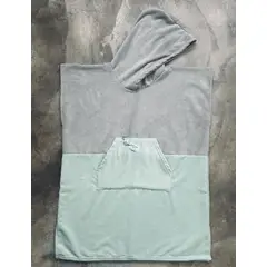 RED CARROT - Toalla poncho niña 4 a 7 años microfibra gris verde agua