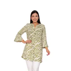 VICCI - Tunica ml Cleah rayon olivo estampada