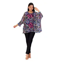 VICCI - Tunica ml Kuky encaje licrado azulino estampada