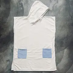 RED CARROT - Toalla poncho unisex niño 8 a 12 años microfibra crema celeste