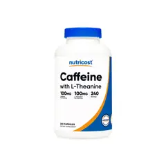 Nutricost - Caffeine and L Theanine Cafeína y L-Teanina 100mg 240 Capsules