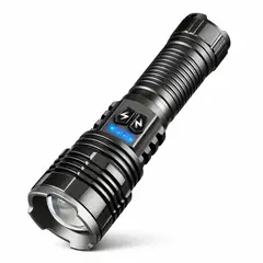 LIDIMI - Linterna Recargable LD-L1410A con Zoom Telescópico USB Tipo C y Power Bank
