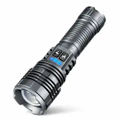 LIDIMI - Linterna Recargable LD-L1410A con Zoom Telescópico USB Tipo C y Power Bank