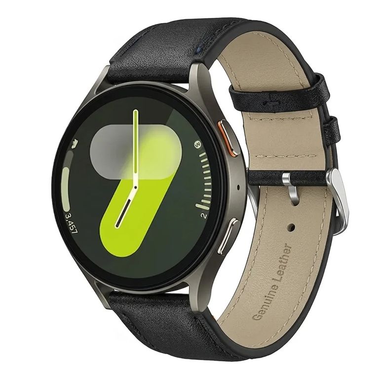 CORREA DE CUERO PARA SAMSUNG GALAXY WATCH 7-6-5-4 COLOR NEGRO