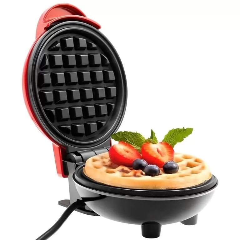 Wafflera Eléctrica Compacta Antiadherente Prepara Waffles Rápidos en Casa Diseño Portátil