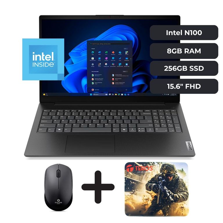 Laptop V15 G6 Intel N100, 8GB RAM DDR5, 256GB SSD, 15.6 FHD + MOUSE WIFI Y PADMOUSE