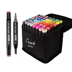 GENERICO - Plumones Touch doble punta de 48 Colores con Estuche