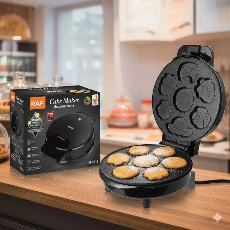 Máquina Eléctrica para Galletas y Hot Cakes RAF 1000W Antiadherente Diseño Divertido