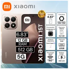 XIAOMI - Celular 15T 6.83" Pulg. 12GB RAM 512GB HyperOS 2 - Oro Rosa