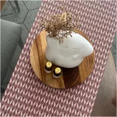 EL TWIST HOME - Camino de Mesa Espigas Rojo Vino y Blanco Antimanchas y Limpiafácil 33 x 200 cm