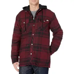 DICKIES - CASACA DE CAMISA CON CAPUCHA HOMBRE NEGRO A CUADROS T-L