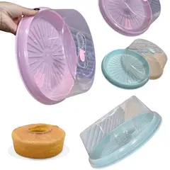 GENERICO - Set de 3 Porta kekes kekera plastica base circular con tapa