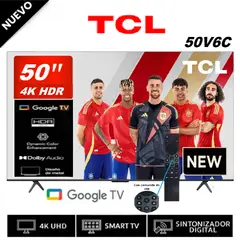 TCL - Televisor 50” 50V6C LED UHD 4K Control de Voz Smart TV