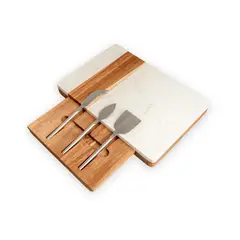 GENERICO - Tabla de Quesos y Charcutería de Mármol y Acacia con Set de Cuchillos