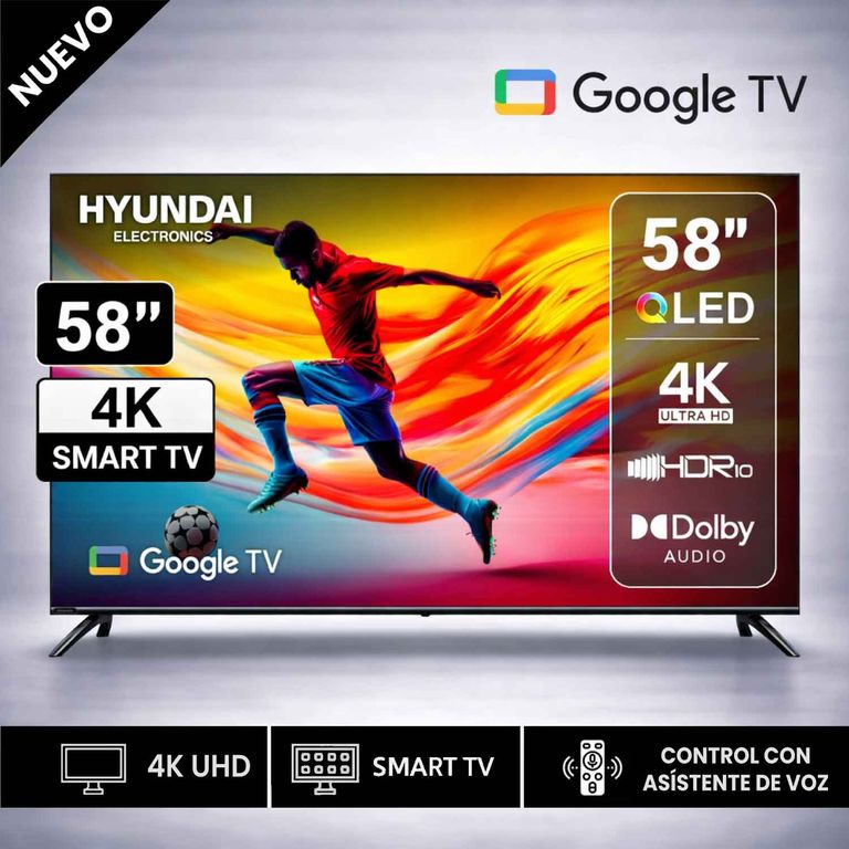 Televisor 58 Pulg 4K QLED Smart Google Gris HYLED5813QG