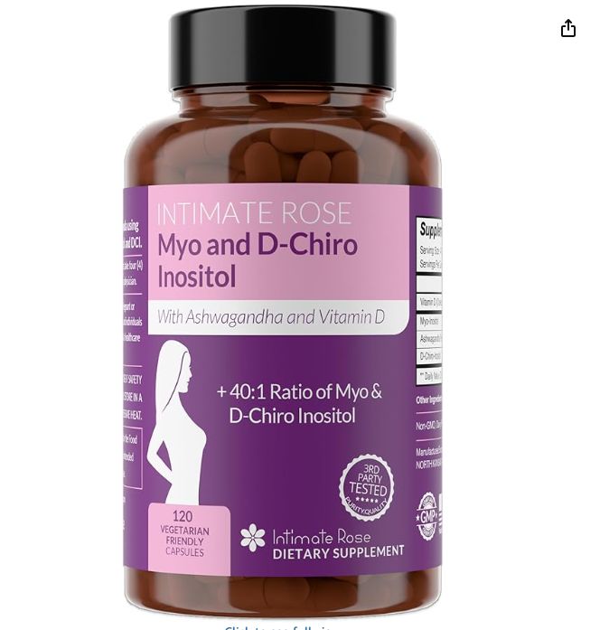 Myo & D-chiro Inositol + Ashwagandha y Vit D 120 Cap - Intimate Rose
