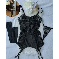 GENERICO - Set de Lencería negro para mujer S - EMILIA