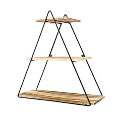 GENERICO - Repisa Decorativa Triangular de 3 Niveles en Hierro y Madera