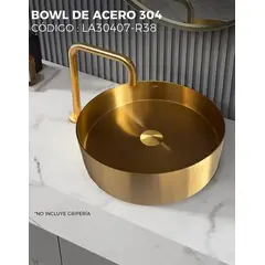 XM - BOWL CIRCULAR DE ACERO CON DESAGÜE DORADO LA30407-R38