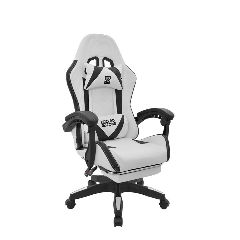 Silla Gamer Play con Reposapiés Blanco/Negro