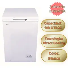 NEX - Congeladora Horizontal 100 Litros Direct Cooling Blanco CHF1100 (2 años de Garantía)