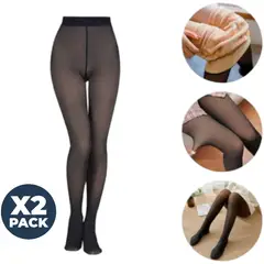 OEM - Pack 2 Medias de Invierno Translúcidas Térmicas Efecto Piel - Talla Estándar