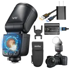 GODOX - Flash V1 Mid C para Canon, flash de cámara TTL de cabeza redonda, HSS 18000s