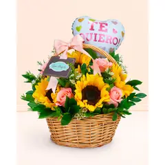 DON REGALO - Canasta de Girasoles y Rosas