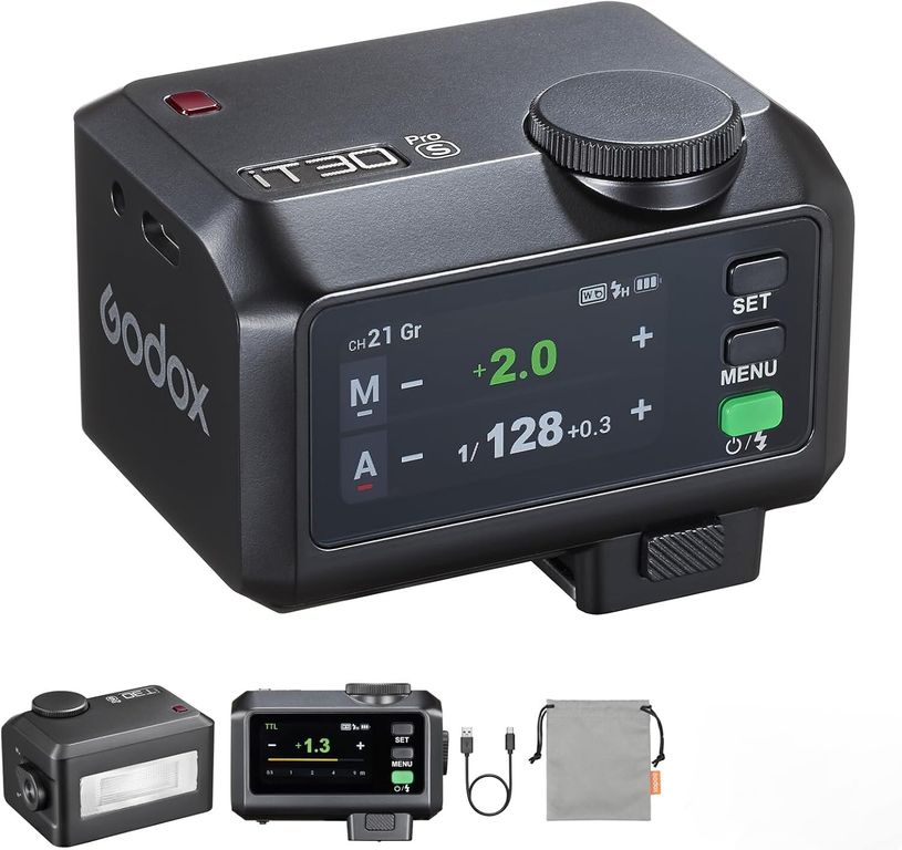 Flash IT30Pro-S para Sony TTL HSS 18000s Mini Flash de pantalla táctil - Negro
