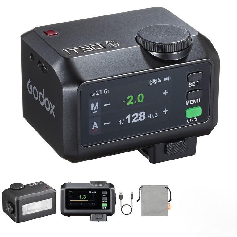 Flash IT30Pro-F para Fuji TTL HSS 18000s Mini Flash de pantalla táctil - Negro