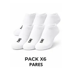 ENKI - Pack X6 Medias Taloneras Hombre Algodón Blanco Antideslizante