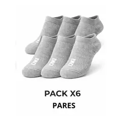 ENKI - Pack X6 Medias Taloneras Hombre Algodón Gris Antideslizante