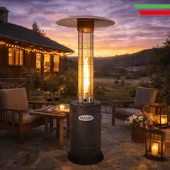 Alfano - Estufa a Gas hasta 30 m² 12000w para Terraza o Patio HMXD-EGLASS