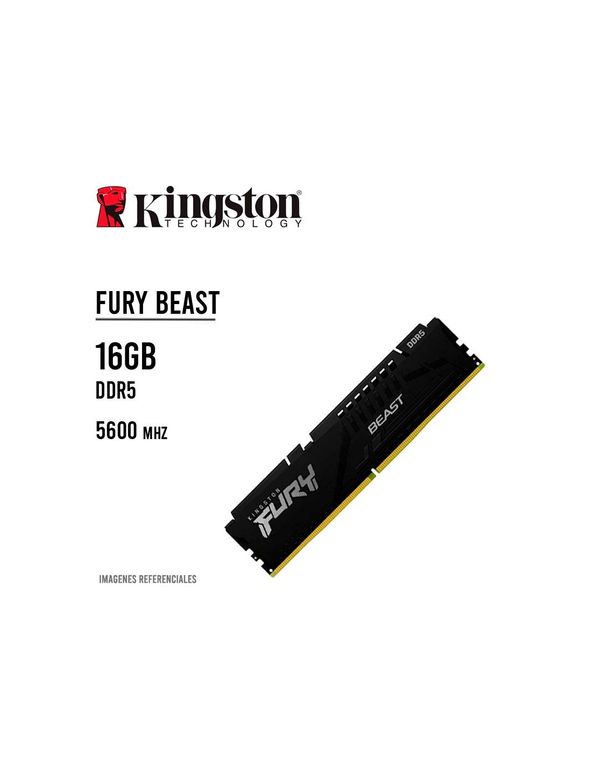 MEMORIA RAM 16GB5600MHZ DDR5 FURY BEAST KF556C40BB-16 NEGRO