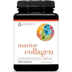 VOY SALUD - Youtheory Colágeno Marino 2500 mg con Vitaminas A, C, E, B6 y B12 290 Tabletas
