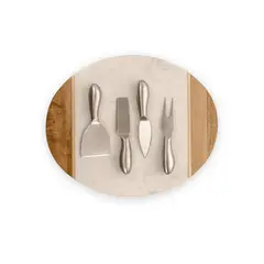 GENERICO - Tabla Premium de Quesos y Charcutería de Mármol y Acacia con Set de Cuchillos